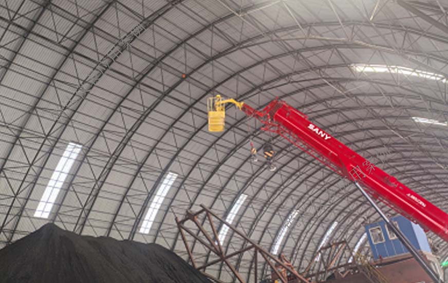 水泥厂半开放式大型料棚盘煤仪使用现场1 水泥厂半开放式大型料棚盘煤仪使用现场1